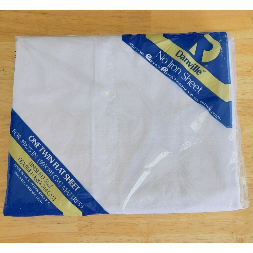 VTG‎ 1970's Danville NOS No Iron Muslin White Twin Flat Sheet 66"x96" USA Made